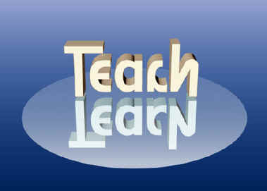 The word 'teach' with the word 'learn' as a reflection