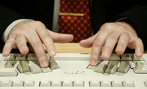 Perkins keyboard integrated onto a regular computer keyboard